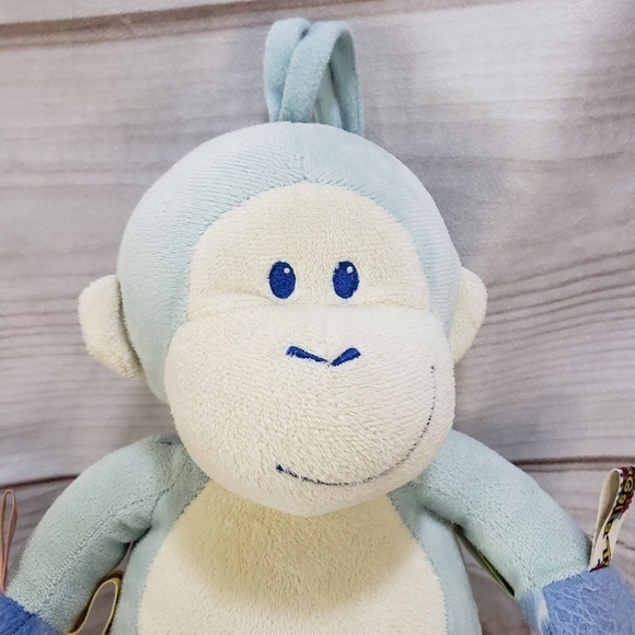 Taggies Blue Monkey Plush Musical Pull Crib Toy Velour 13 Inch Mary Meyer Baby - Picture 2 of 10